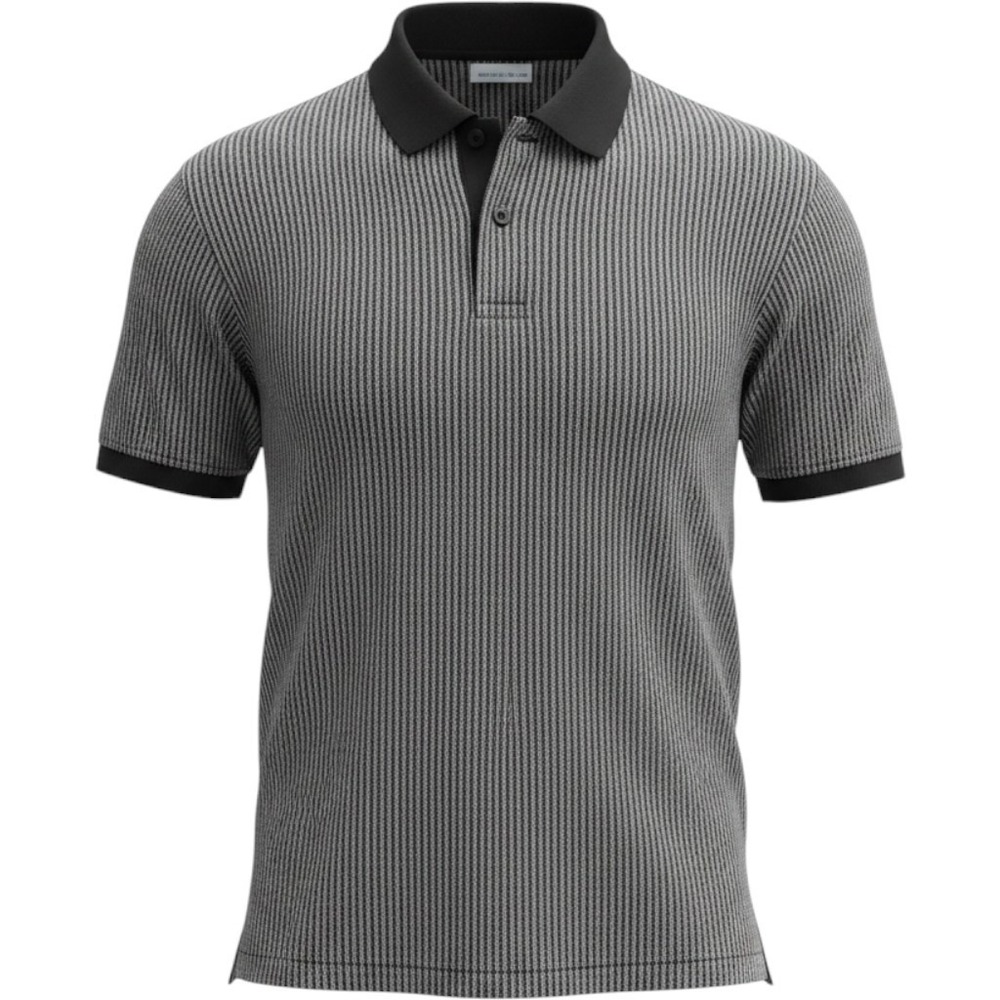Cutter & Buck Mens Houndstooth Polo Shirt Black White Cotton Short Sleeve M
